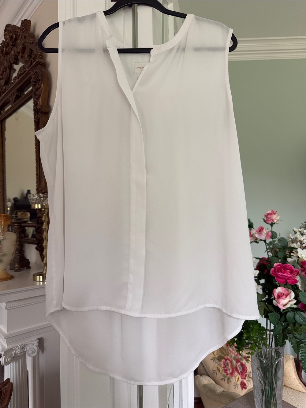 Chico's White Sleeveless High-Low Camisole, size 3